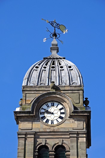 Derby guildhall clock tower in Derby, UK